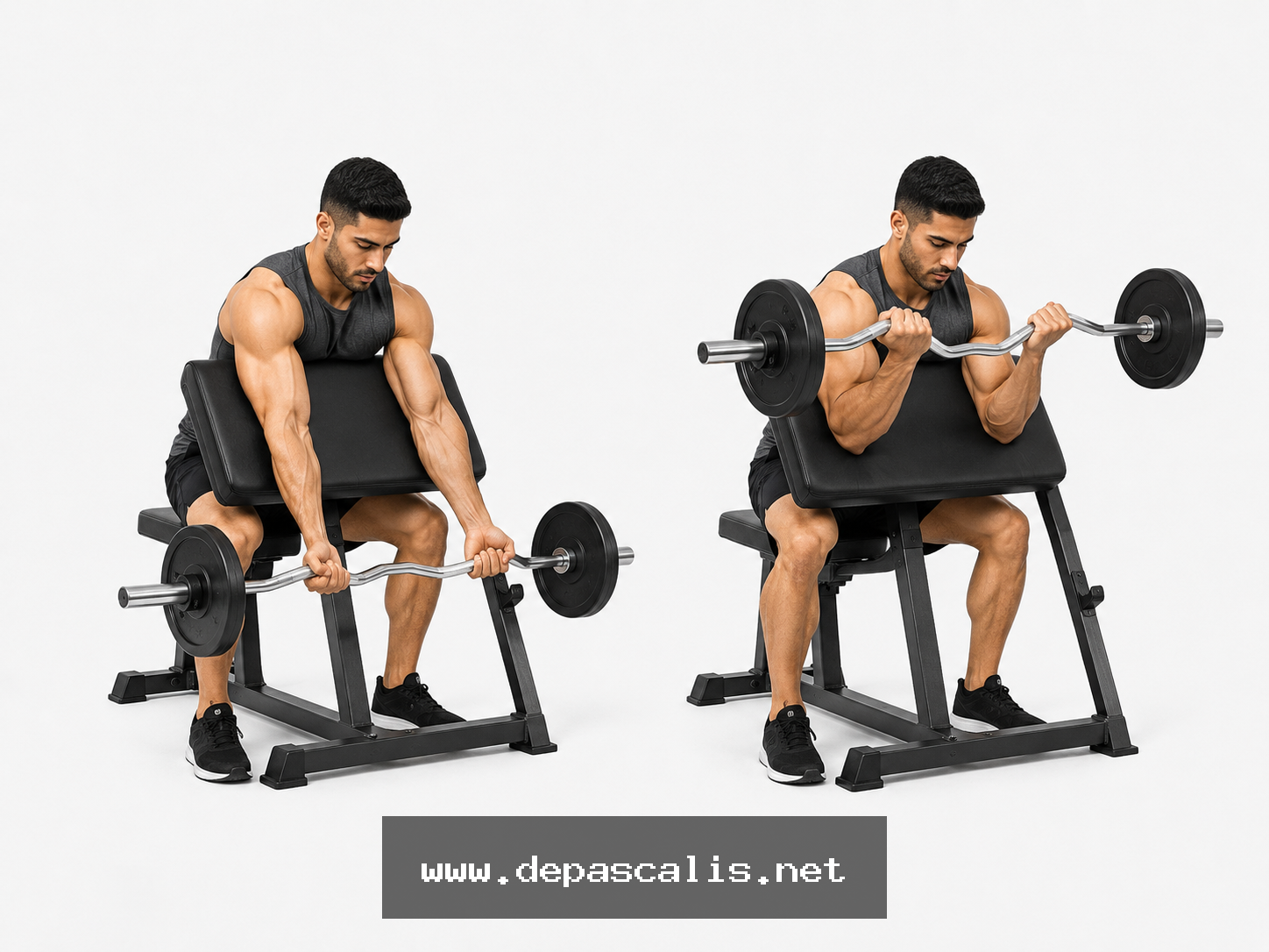 Curl alla panca Scott con bilanciere EZ