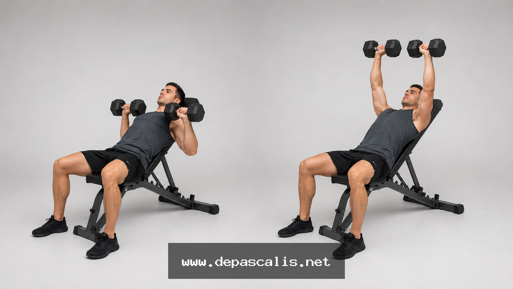Distensioni con manubri su panca inclinata