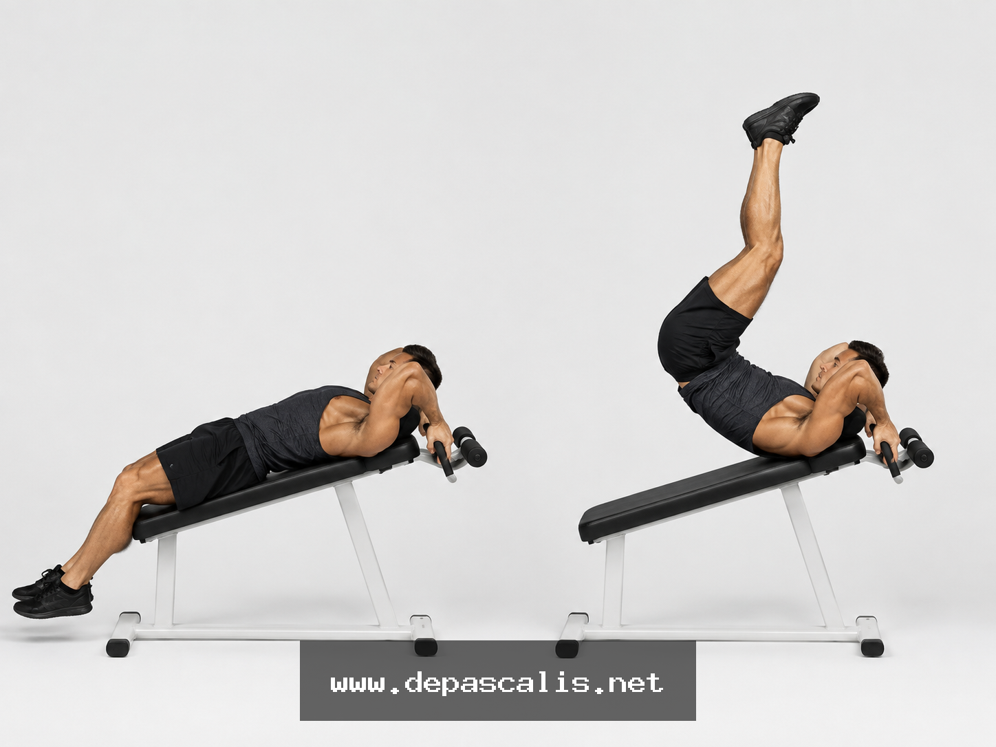 Reverse crunch su panca declinata